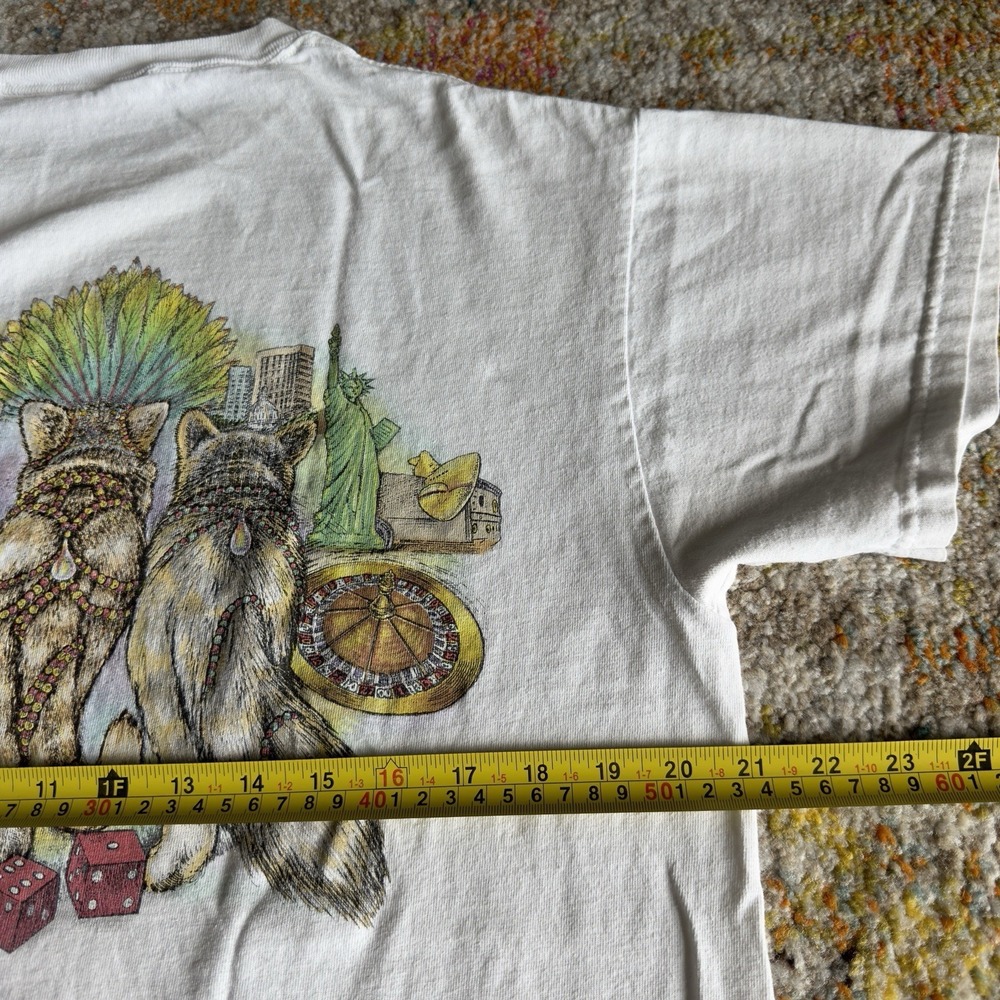 Vtg Prints of Tails‎ Las Vegas Cats Graphic T-Shirt USA Double Sided 1990's Sz L - Picture 5 of 5